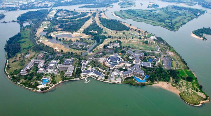 An aerial drone photo taken on March 19, 2025 shows the Boao zero-carbon demonstration zone in the Dongyu Island in Boao Town of Qionghai City, south China's Hainan Province. (Xinhua/Yang Guanyu)